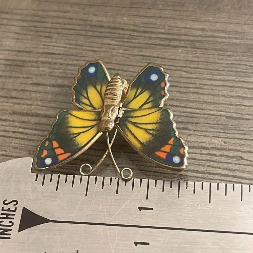 Vintage Colorful Butterfly Pin Resin Wings